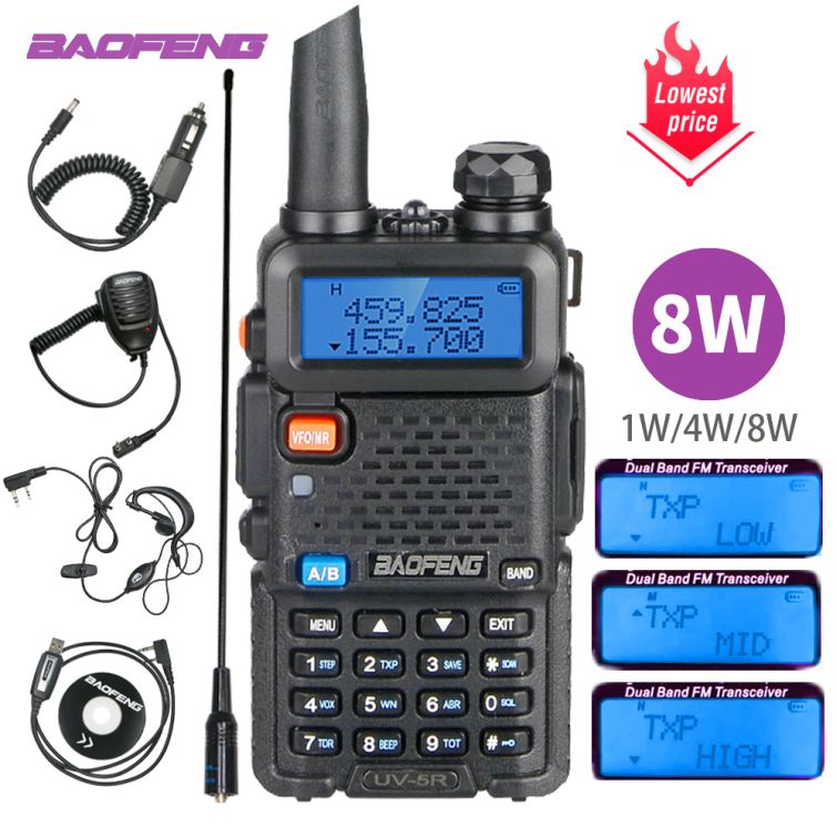 Baofeng UV-5R 8W Ham Walkie Talkie Dual VHF & UHF – Techoman