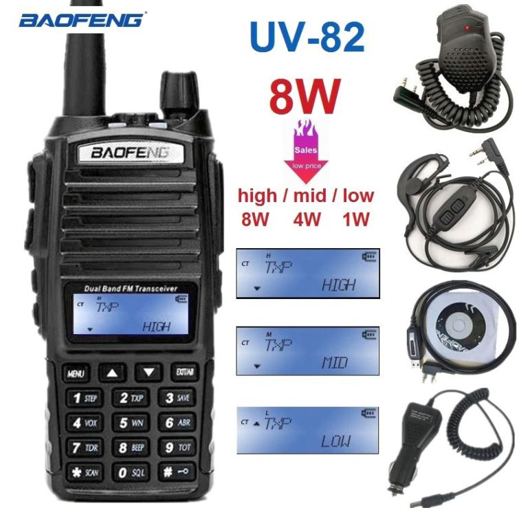 Baofeng UV-82 Plus 8W 10KM Long Range PTT Two-way Radio Walkie-Talkie